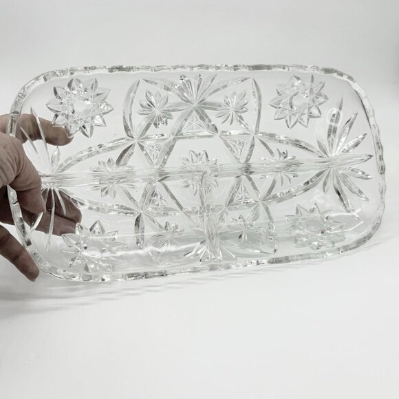 Vintage Anchor Hocking Prescut Starburst Serving Dish Relish Tray/Serving Tray - Picture 4 of 5